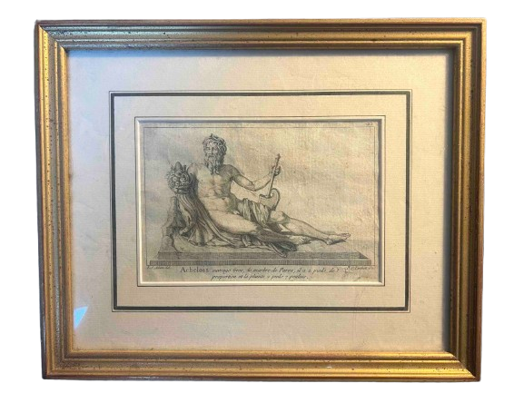 Gravure ancienne — Achélois, encadrement doré