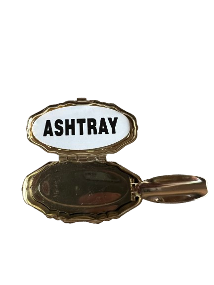 Cendrier de poche vintage « Ashtray » en métal doré